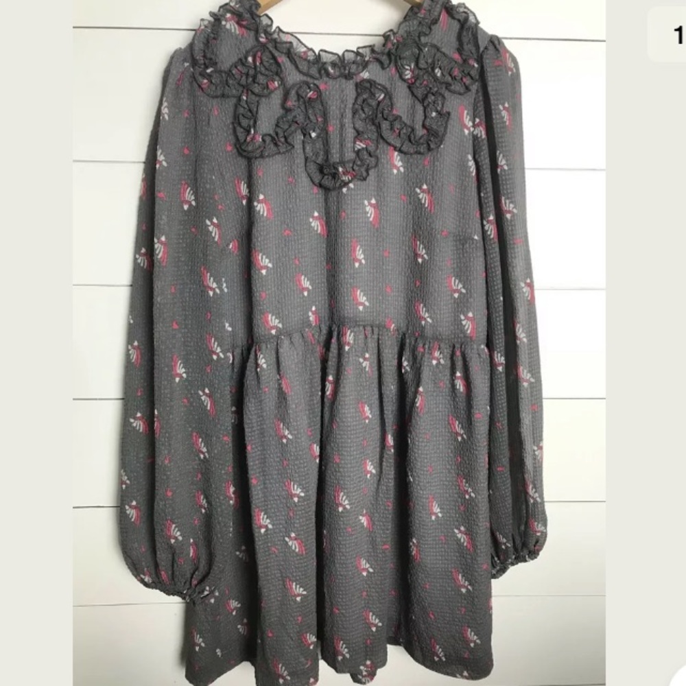 Free People ruffled neck grey dress tunic grey 12